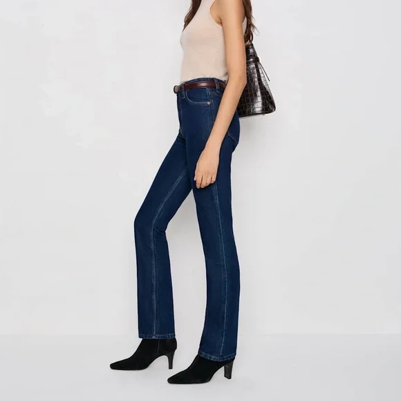 REFORMATION Jax Stretch High Rise Straight Jeans Dark Blue - Picture 4 of 16